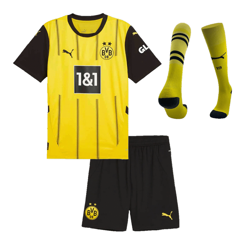 Borussia Dortmund Home Kids Soccer Jerseys Full Kit 2024/25