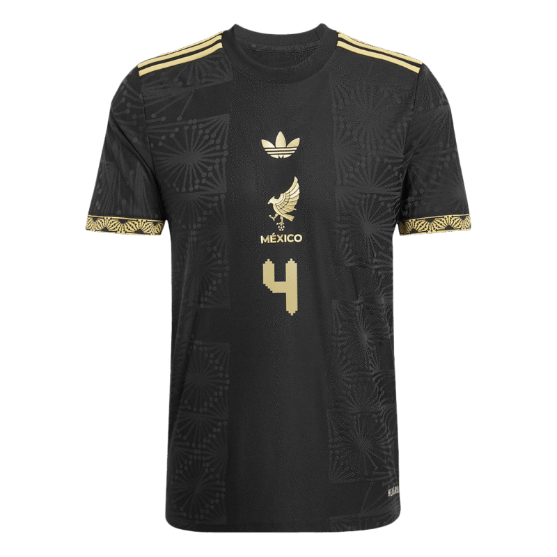 E.ÁLVAREZ #4 Mexico Third Away Authentic Soccer Jersey 2025 -Gold Cup