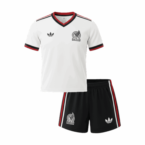 Kid's Mexico Away Soccer Jersey Kit(Jersey+Shorts) World Cup 2026 White