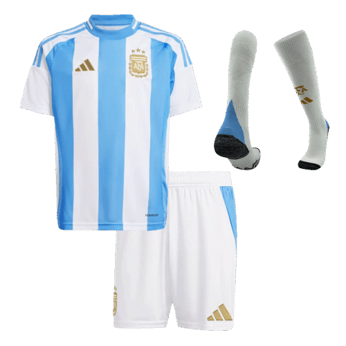 Argentina Home Kids Soccer Jerseys Full Kit Copa America 2024