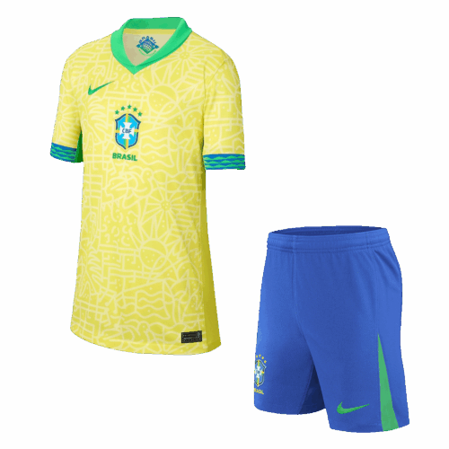 Kids Brazil Home Soccer Jersey Kit (Jersey+Shorts) COPA AMÉRICA 2024