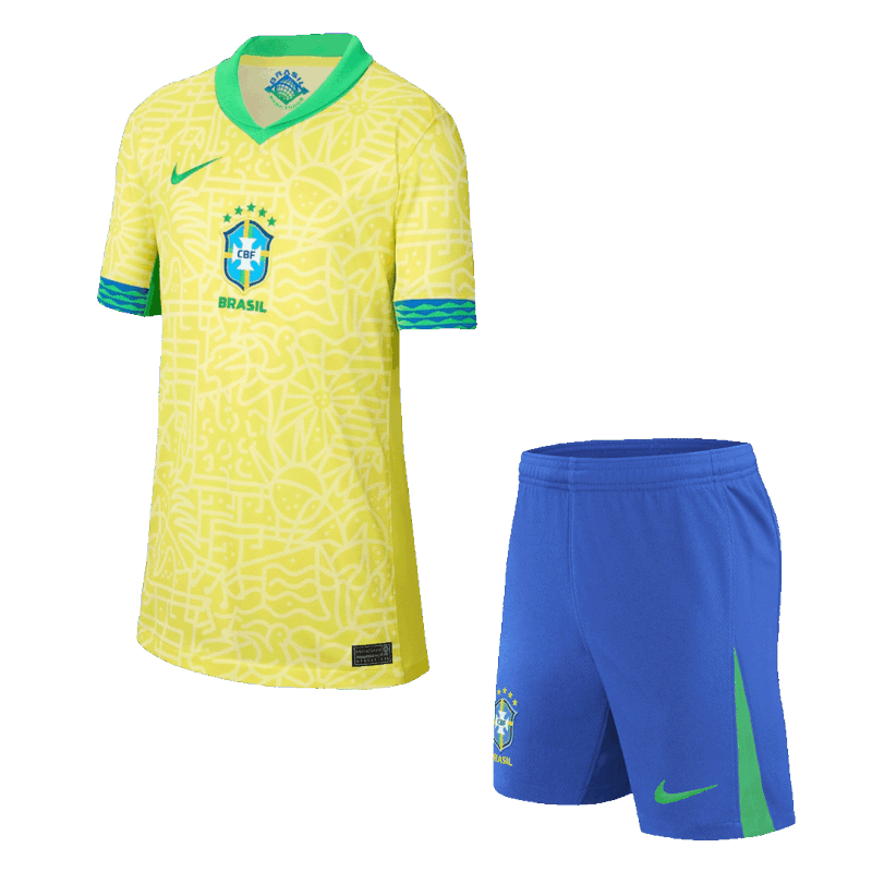 Kids Brazil Home Soccer Jersey Kit (Jersey+Shorts) COPA AMÉRICA 2024