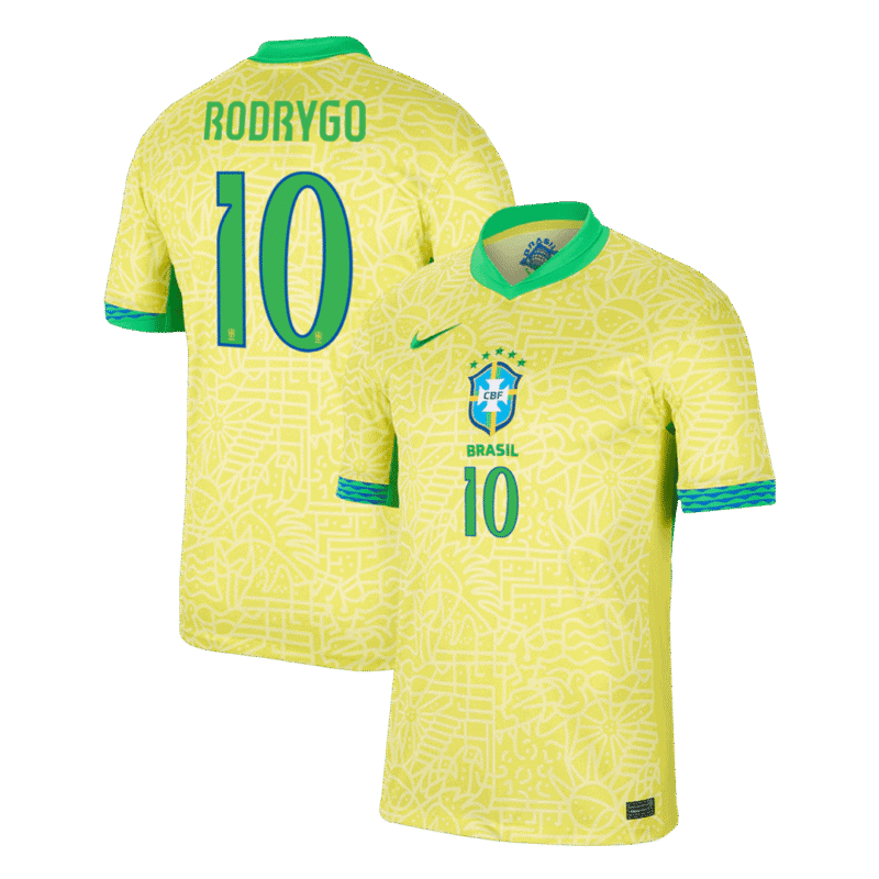 RODRYGO #10 Brazil Home Soccer Jersey Copa America 2024