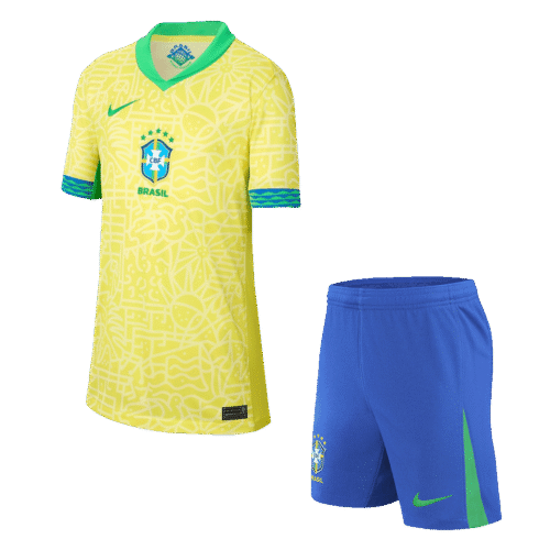Brazil Home Kids Soccer Jerseys Kit Copa America 2024