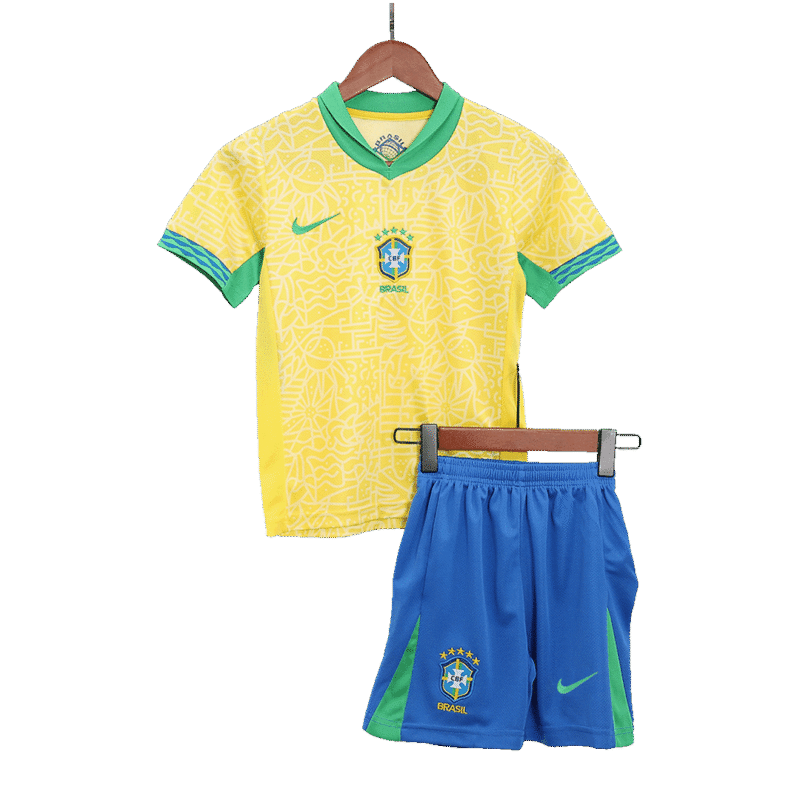 Brazil Home Kids Soccer Jerseys Kit Copa America 2024