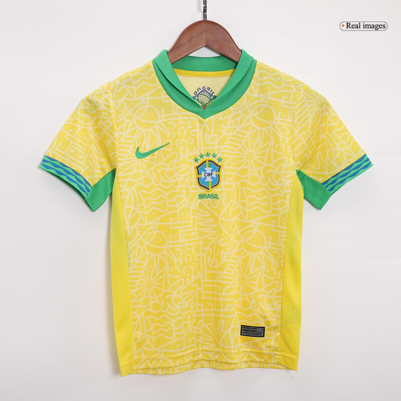 Brazil Home Kids Soccer Jerseys Kit Copa America 2024