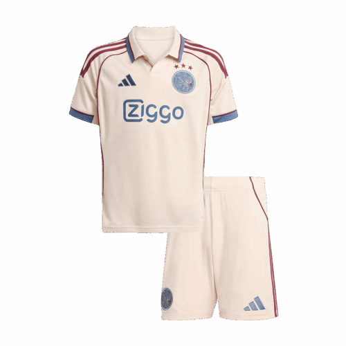 Kid's Ajax Third Away Soccer Jersey Kit 25/26 White