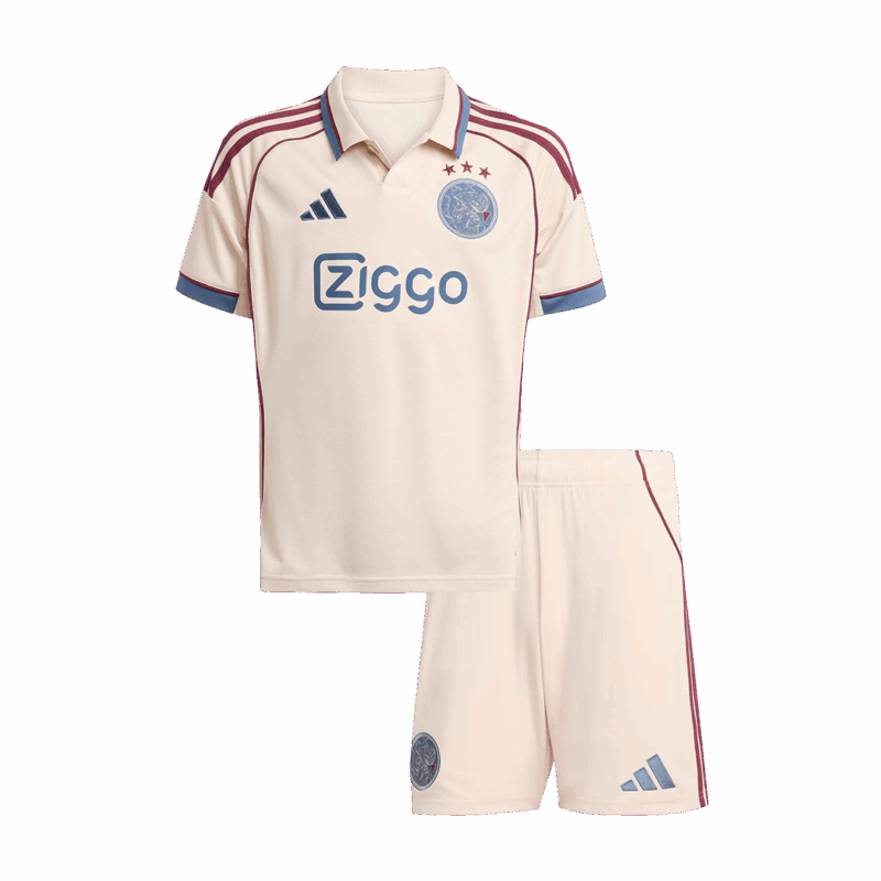 Kid's Ajax Third Away Soccer Jersey Kit 25/26 White