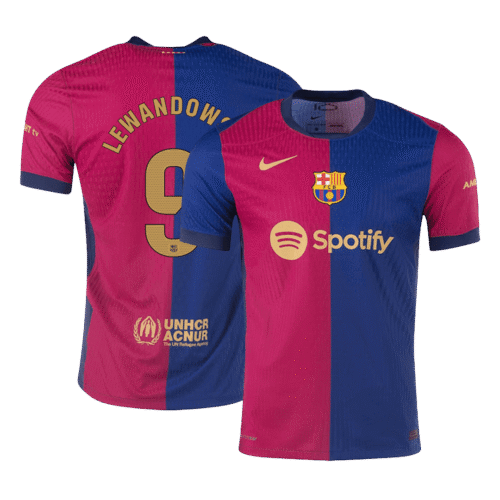 LEWANDOWSKI #9 Barcelona Home Authentic Soccer Jersey 2024/25