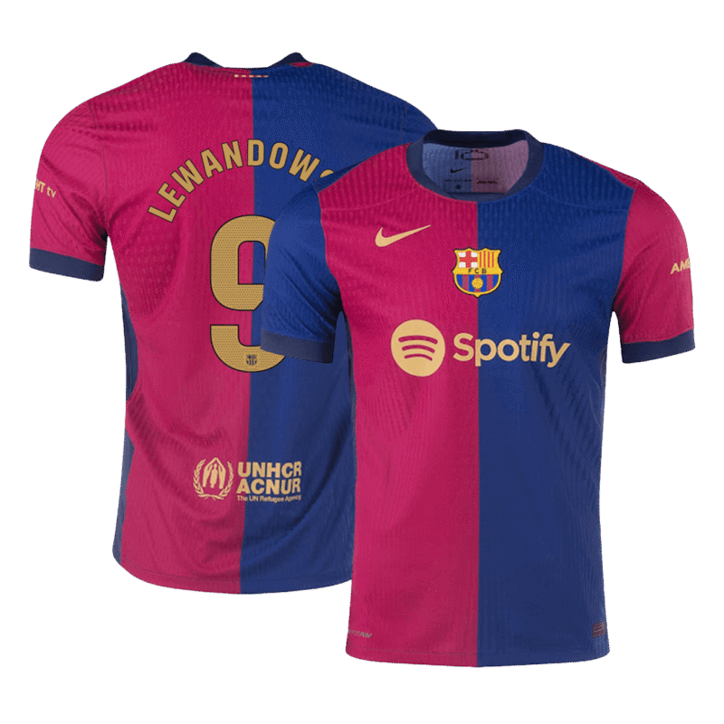 LEWANDOWSKI #9 Barcelona Home Authentic Soccer Jersey 2024/25