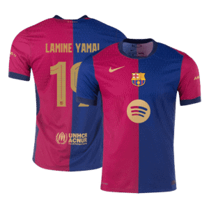 LAMINE YAMAL #19 Barcelona Home Authentic Soccer Jersey 2024/25 -UCL Spotify Logo Without Text