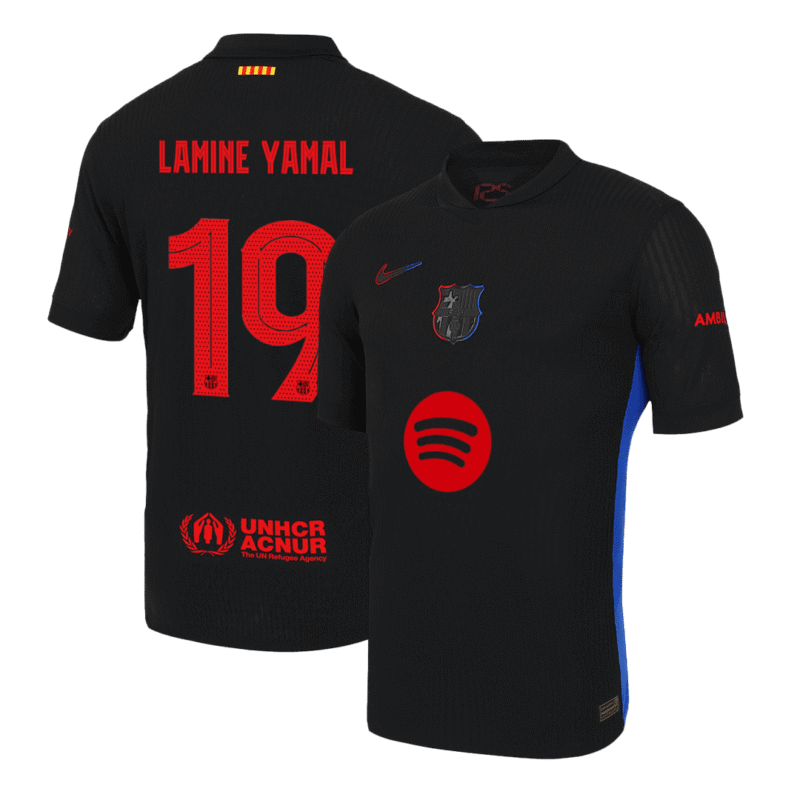 LAMINE YAMAL #19 Barcelona Away Authentic Soccer Jersey 2024/25 - UCL（Spotify Logo Without Text）