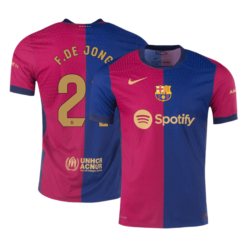F.DE JONG #21 Barcelona Home Authentic Soccer Jersey 2024/25