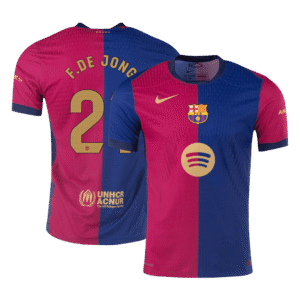 F.DE JONG #21 Barcelona Home Authentic Soccer Jersey 2024/25 - Spotify Logo Without Text
