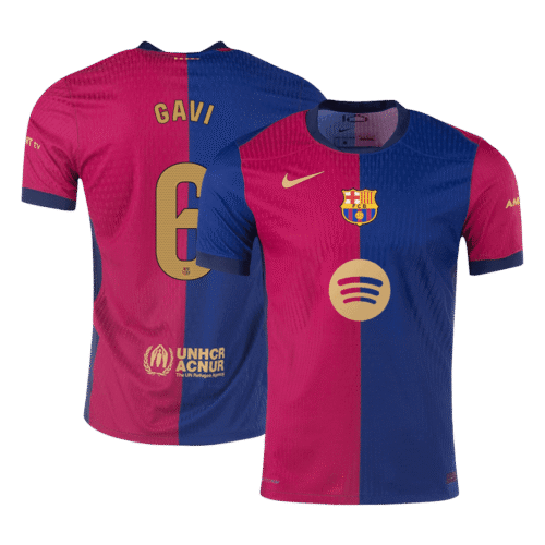 GAVI #6 Barcelona Home Authentic Soccer Jersey 2024/25 - Spotify Logo Without Text
