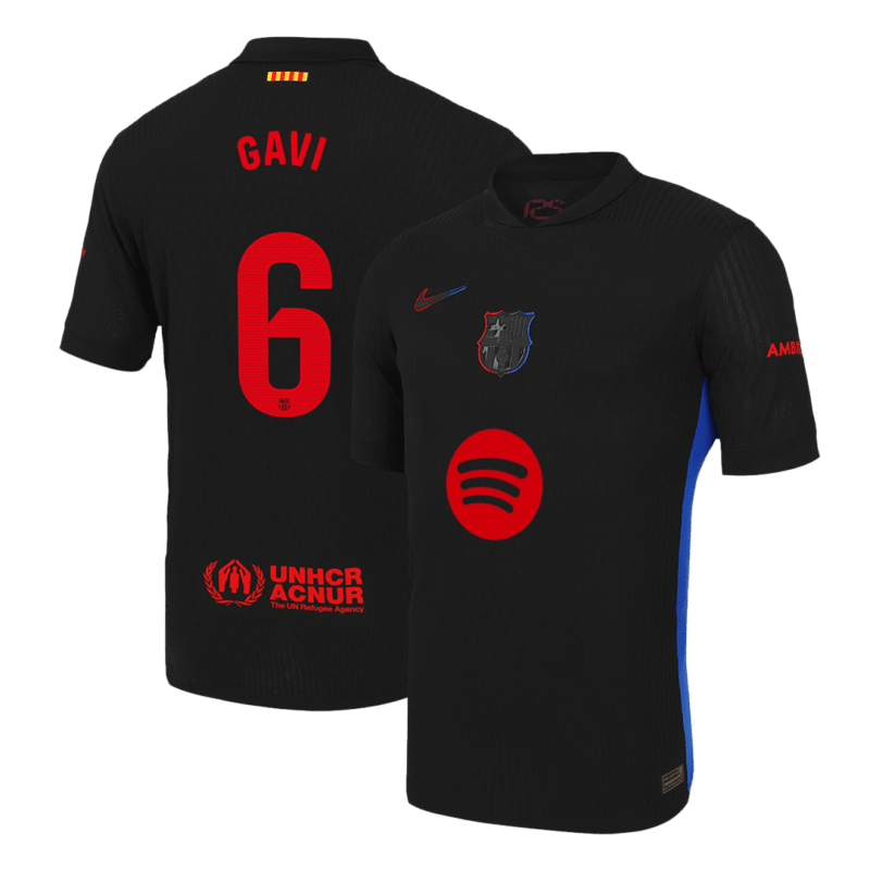 GAVI #6 Barcelona Away Authentic Soccer Jersey 2024/25 - Spotify Logo Without Text