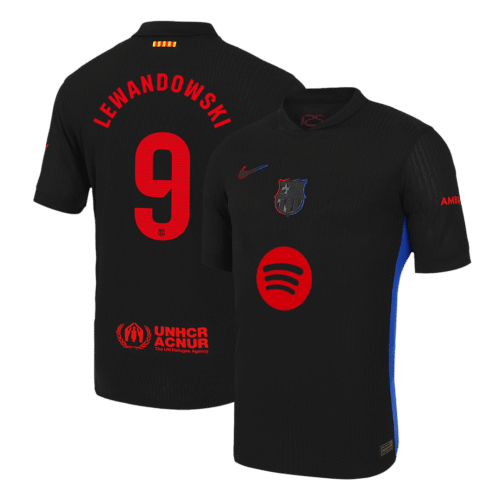 LEWANDOWSKI #9 Barcelona Away Authentic Soccer Jersey 2024/25 - Spotify Logo Without Text