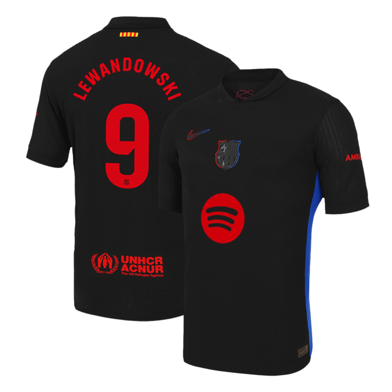 LEWANDOWSKI #9 Barcelona Away Authentic Soccer Jersey 2024/25 - Spotify Logo Without Text