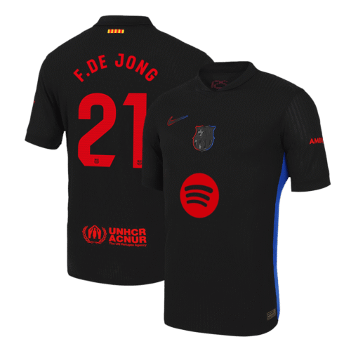 F.DE JONG #21 Barcelona Away Authentic Soccer Jersey 2024/25 - Spotify Logo Without Text
