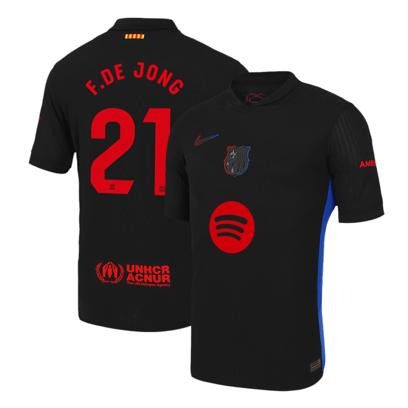 F.DE JONG #21 Barcelona Away Authentic Soccer Jersey 2024/25 - Spotify Logo Without Text