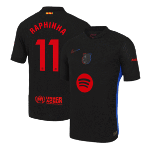 RAPHINHA #11 Barcelona Away Authentic Soccer Jersey 2024/25 - Spotify Logo Without Text