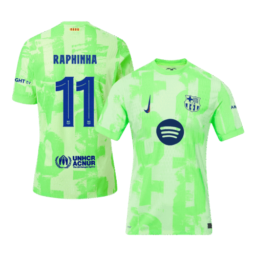 RAPHINHA #11 Barcelona Third Away Authentic Soccer Jersey 2024/25 - UCL（Spotify Logo Without Text）