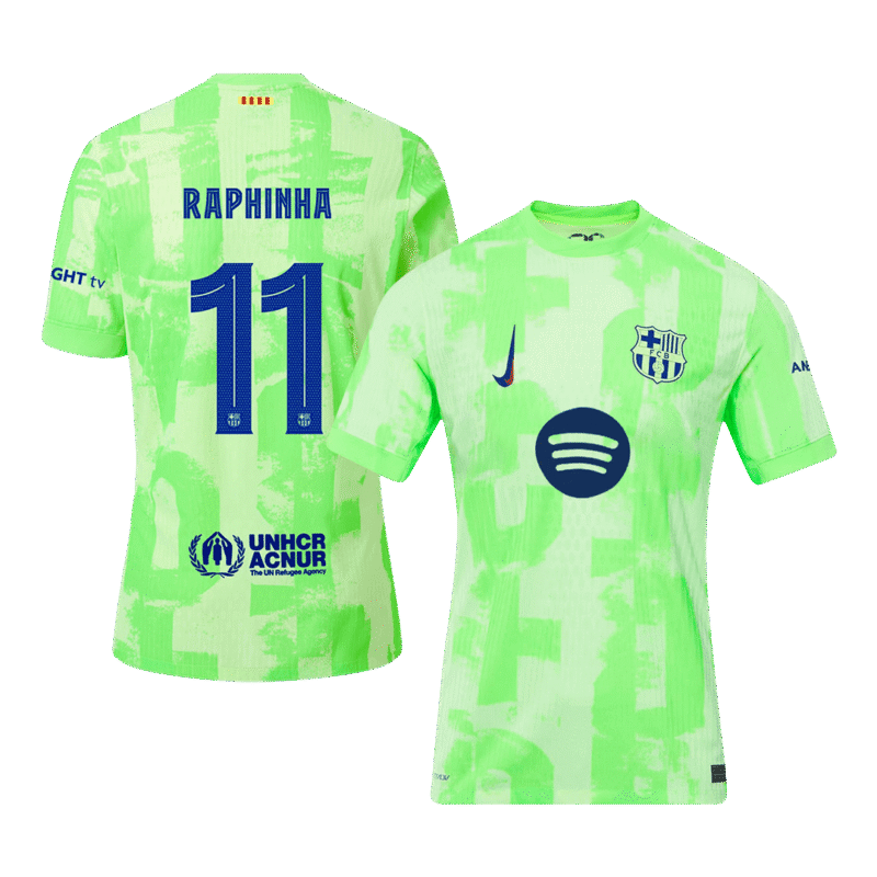 RAPHINHA #11 Barcelona Third Away Authentic Soccer Jersey 2024/25 - UCL（Spotify Logo Without Text）