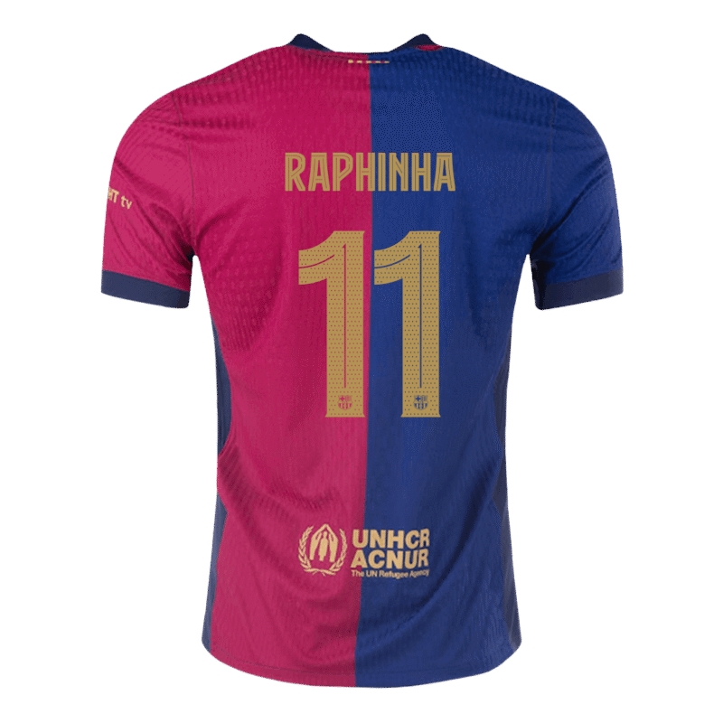 RAPHINHA #11 Barcelona Home Authentic Soccer Jersey 2024/25- UCL
