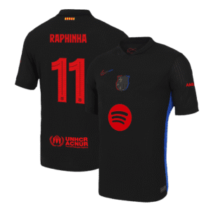 RAPHINHA #11 Barcelona Away Authentic Soccer Jersey 2024/25 - UCL (Spotify Logo Without Text)