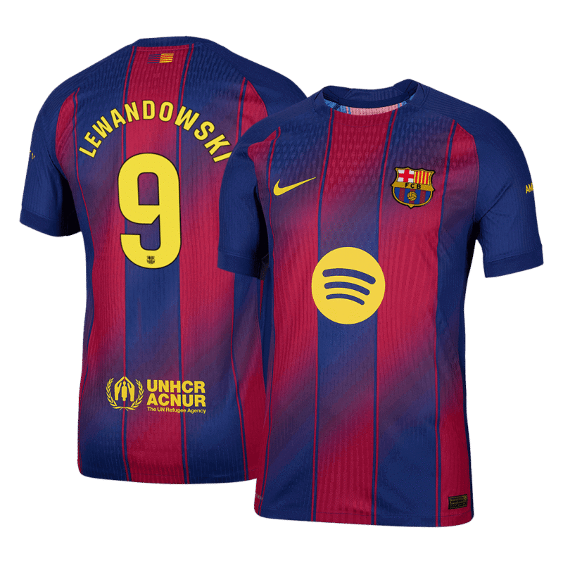 LEWANDOWSKI #9 Barcelona Home Authentic Soccer Jersey 2025/26