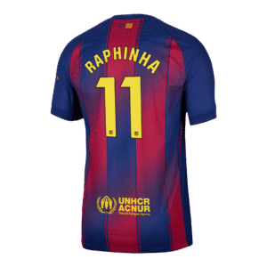 RAPHINHA #11 Barcelona Home Authentic Soccer Jersey 2025/26