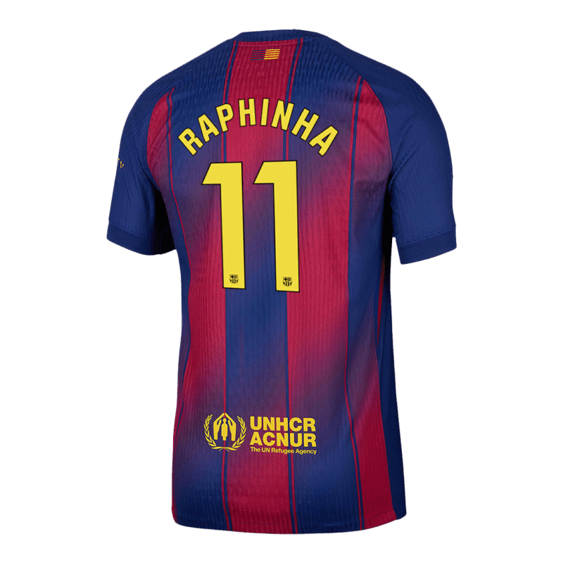 RAPHINHA #11 Barcelona Home Authentic Soccer Jersey 2025/26