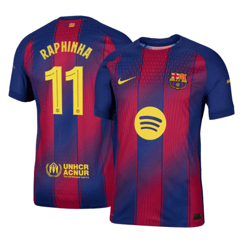 RAPHINHA #11 Barcelona Home Authentic Soccer Jersey 2025/26 - UCL