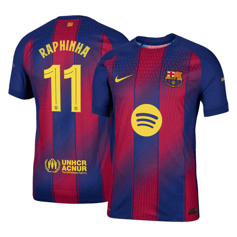 RAPHINHA #11 Barcelona Home Authentic Soccer Jersey 2025/26 - UCL