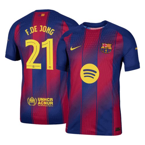 F.DE JONG #21 Barcelona Home Authentic Soccer Jersey 2025/26 - UCL