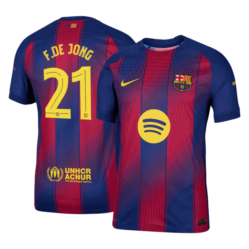 F.DE JONG #21 Barcelona Home Authentic Soccer Jersey 2025/26 - UCL