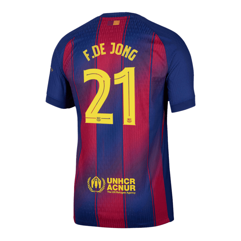 F.DE JONG #21 Barcelona Home Authentic Soccer Jersey 2025/26 - UCL