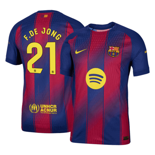 F.DE JONG #21 Barcelona Home Authentic Soccer Jersey 2025/26
