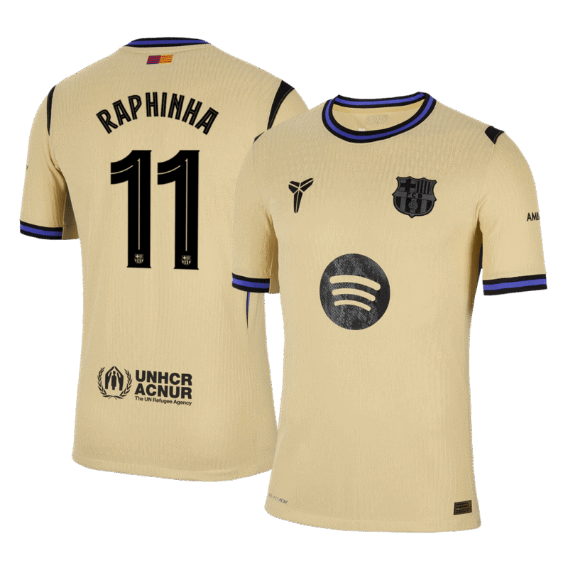 RAPHINHA #11 Barcelona Away Authentic Soccer Jersey 2025/26 - UCL