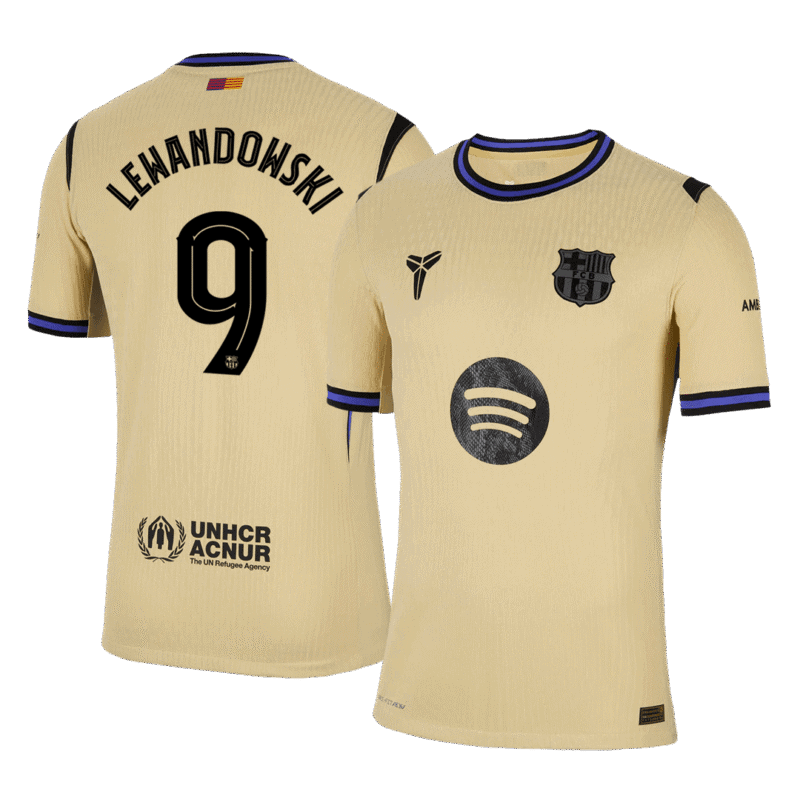 LEWANDOWSKI #9 Barcelona Away Authentic Soccer Jersey 2025/26 - UCL
