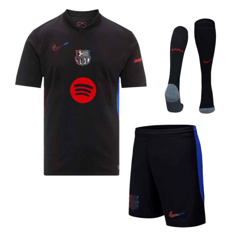 Barcelona Away Jerseys Full Kit 2024/25 - Spotify Logo Without Text