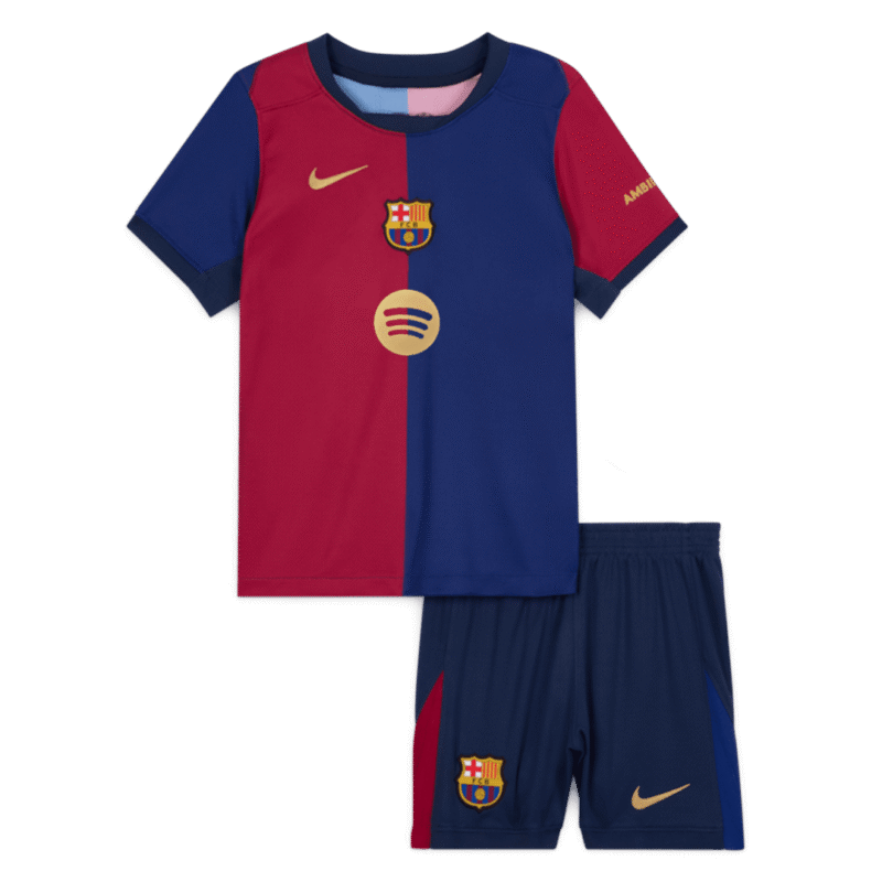 Barcelona Home Kids Soccer Jerseys Kit 2024/25 Spotify Logo Without Text