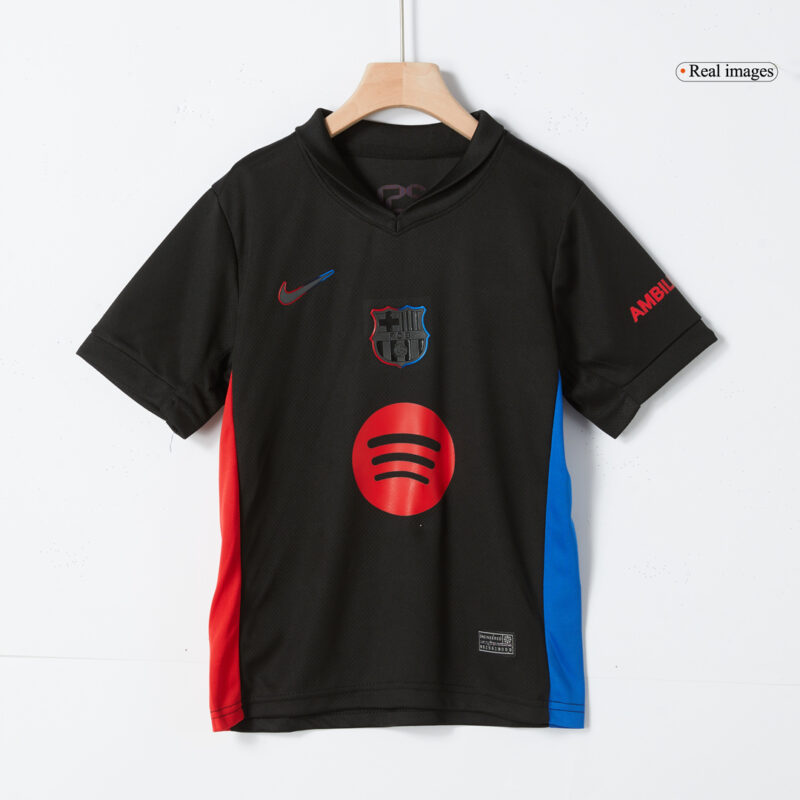 Barcelona Away Kids Soccer Jerseys Kit 2024/25 - Spotify Logo Without Text