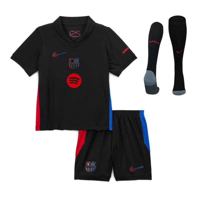 Barcelona Away Kids Soccer Jerseys Full Kit 2024/25 - Spotify Logo Without Text