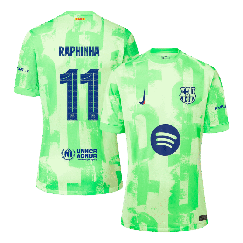 RAPHINHA #11 Barcelona Third Away Soccer Jersey 2024/25 - UCL（Spotify Logo Without Text）