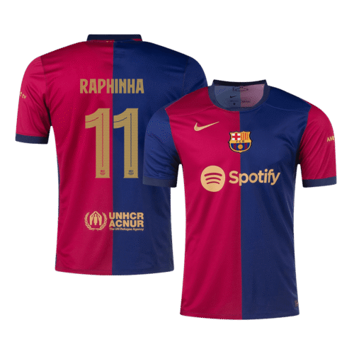 RAPHINHA #11 Barcelona Home Soccer Jersey 2024/25 - UCL