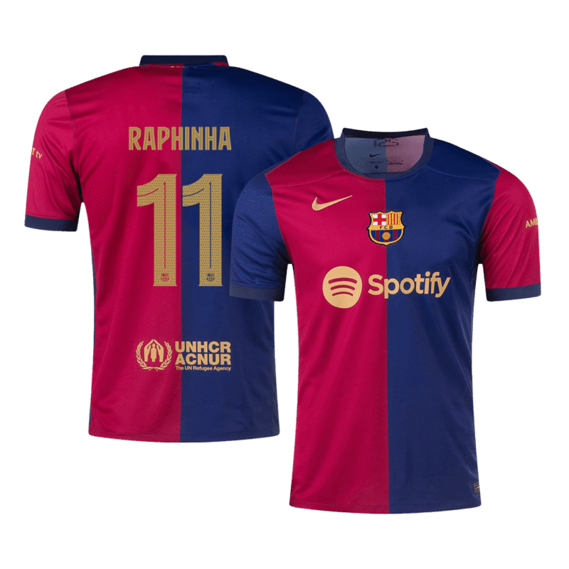 RAPHINHA #11 Barcelona Home Soccer Jersey 2024/25 - UCL