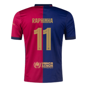 RAPHINHA #11 Barcelona Home Soccer Jersey 2024/25 - UCL(Spotify Logo Without Text)