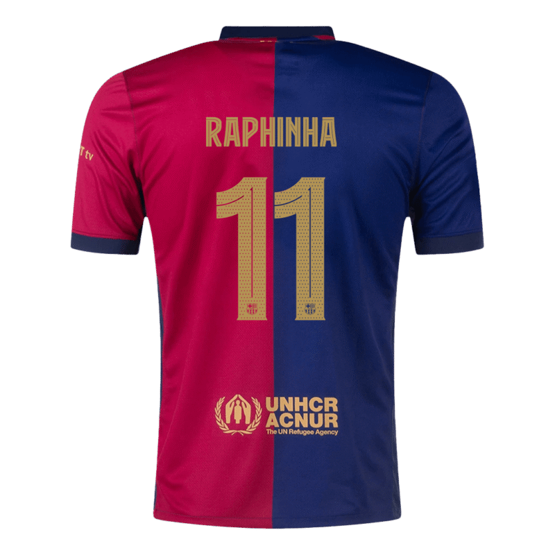 RAPHINHA #11 Barcelona Home Soccer Jersey 2024/25 - UCL(Spotify Logo Without Text)