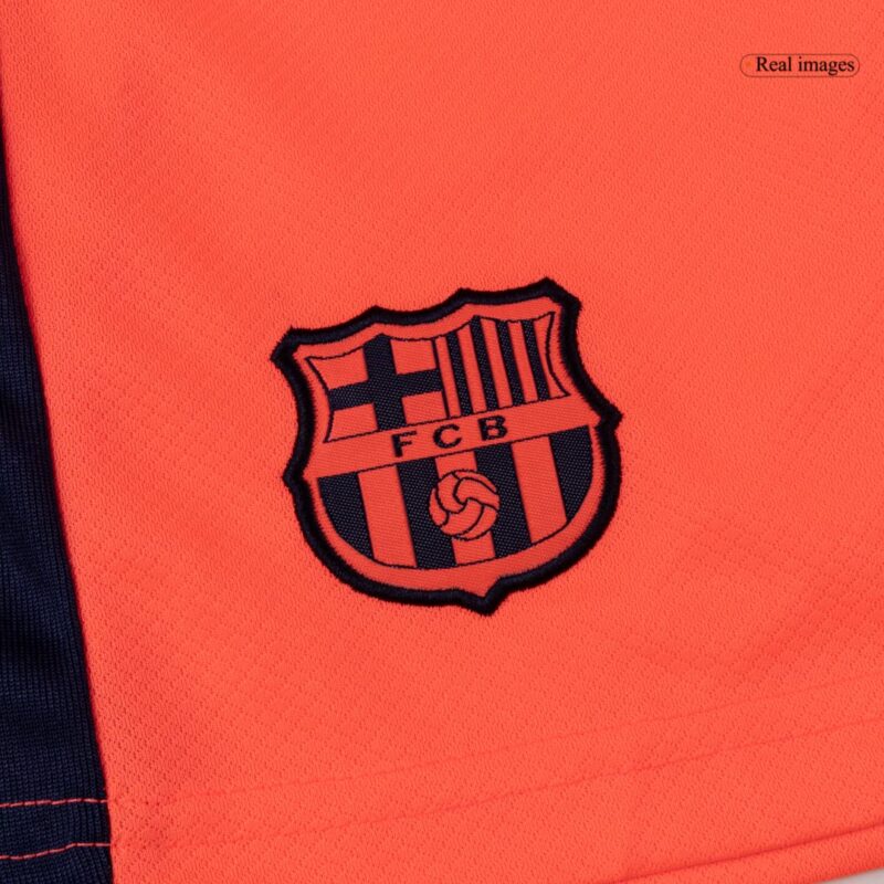 Kid's Barcelona Third Away Soccer Jersey Kit(Jersey+Shorts+Socks) 25/26 Orange